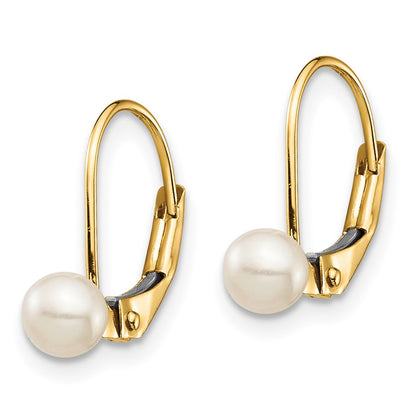 14k Madi K 4-5mm White Round Freshwater Cultured Pearl Leverback Earrings