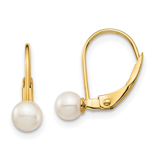 14k Madi K 4-5mm White Round Freshwater Cultured Pearl Leverback Earrings