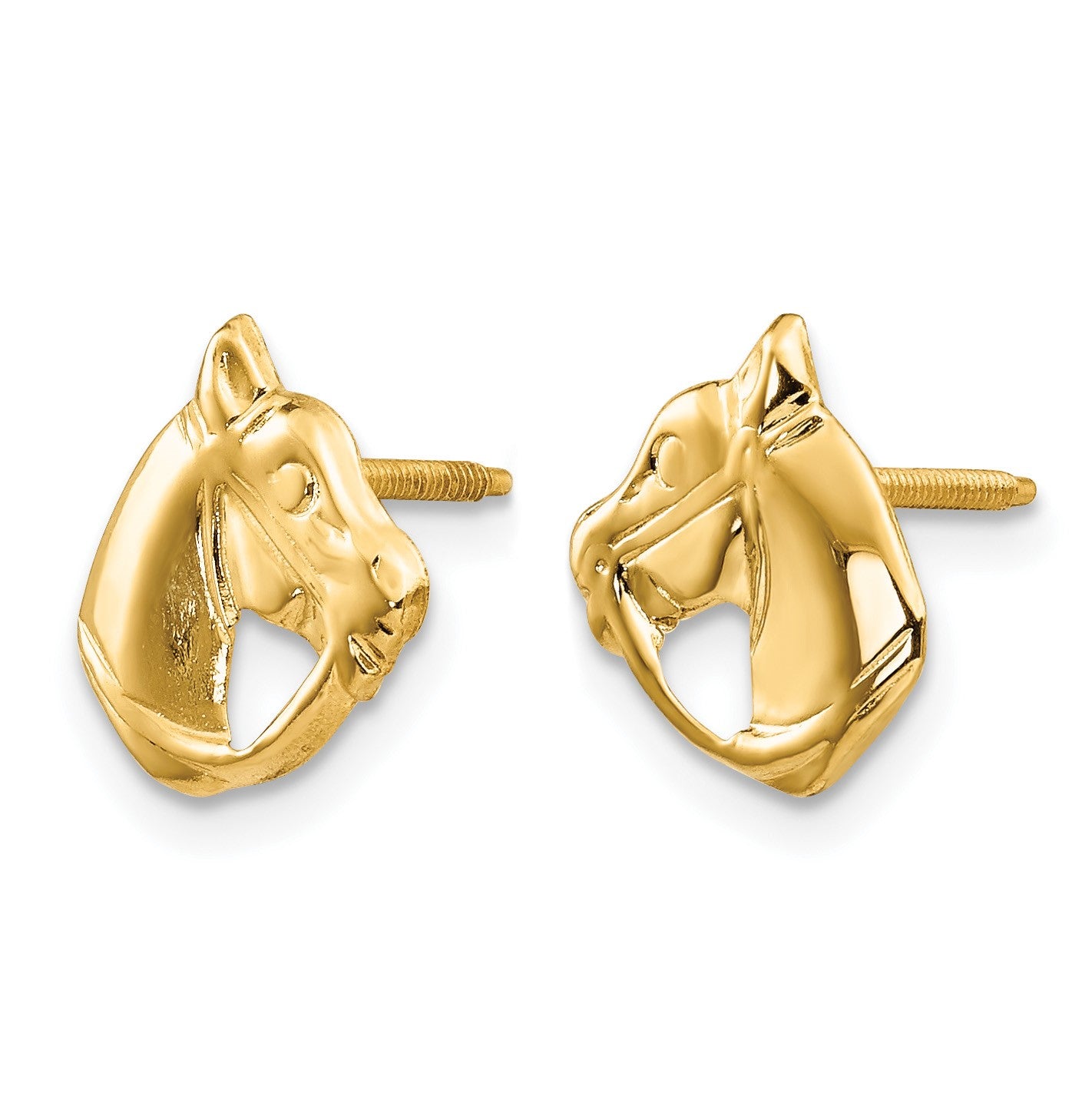 14k Madi K Horse Head Childrens Screwback Post Earrings