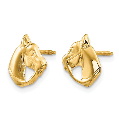 14k Madi K Horse Head Childrens Screwback Post Earrings