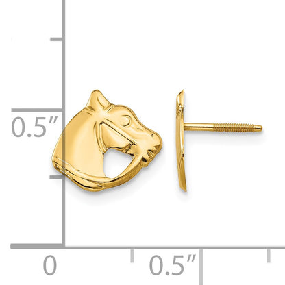 14k Madi K Horse Head Childrens Screwback Post Earrings