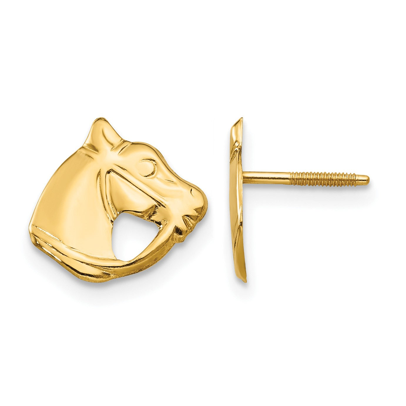 14k Madi K Horse Head Childrens Screwback Post Earrings