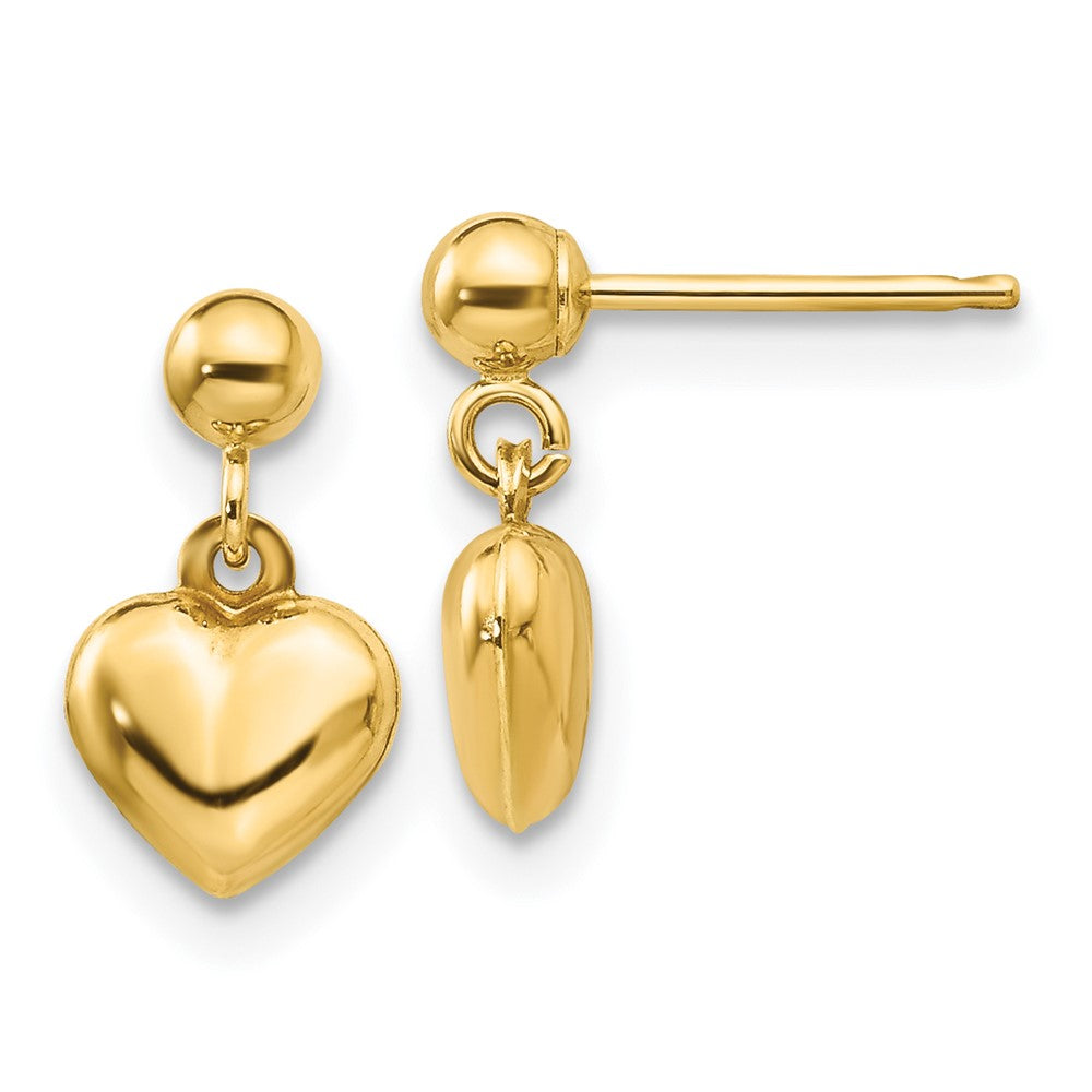 14k Madi K Puffed Heart Post Dangle Earrings