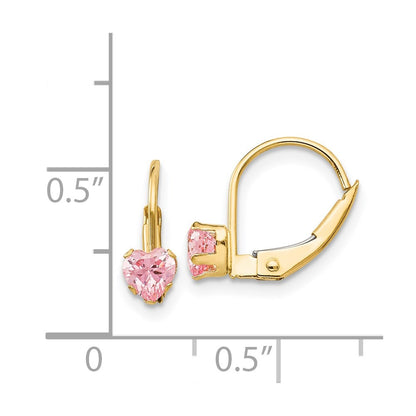 14k Madi K Leverback 4mm Pink CZ Earrings