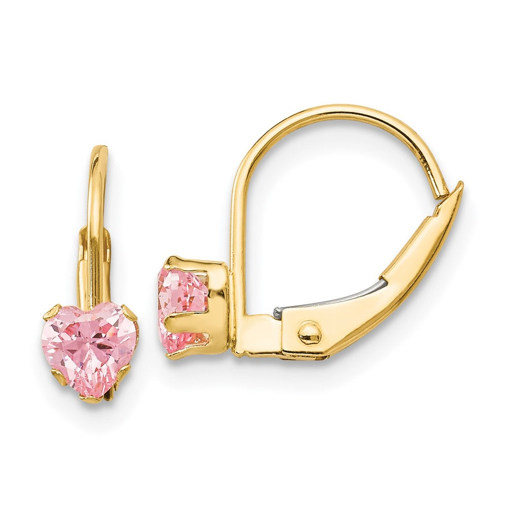 14k Madi K Leverback 4mm Pink CZ Earrings