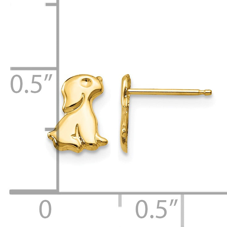 14k Madi K Sitting Dog Childrens Post Earrings