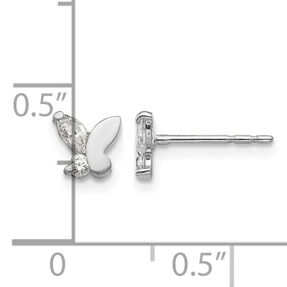 14k White Gold Madi K CZ Butterfly Childrens Post Earrings
