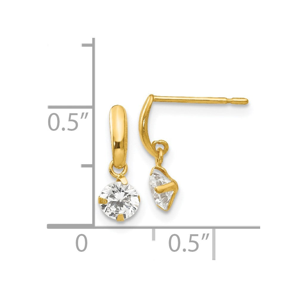 14k Madi K CZ Children's Dangle Post Earrings