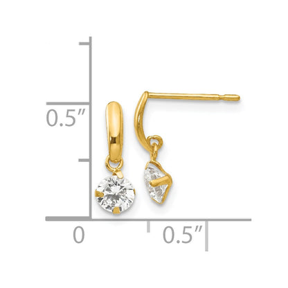 14k Madi K CZ Children's Dangle Post Earrings