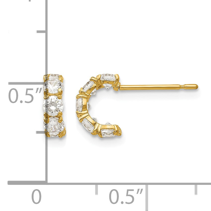 14k Madi K CZ Five Stone J-Hoop Childrens Post Earrings