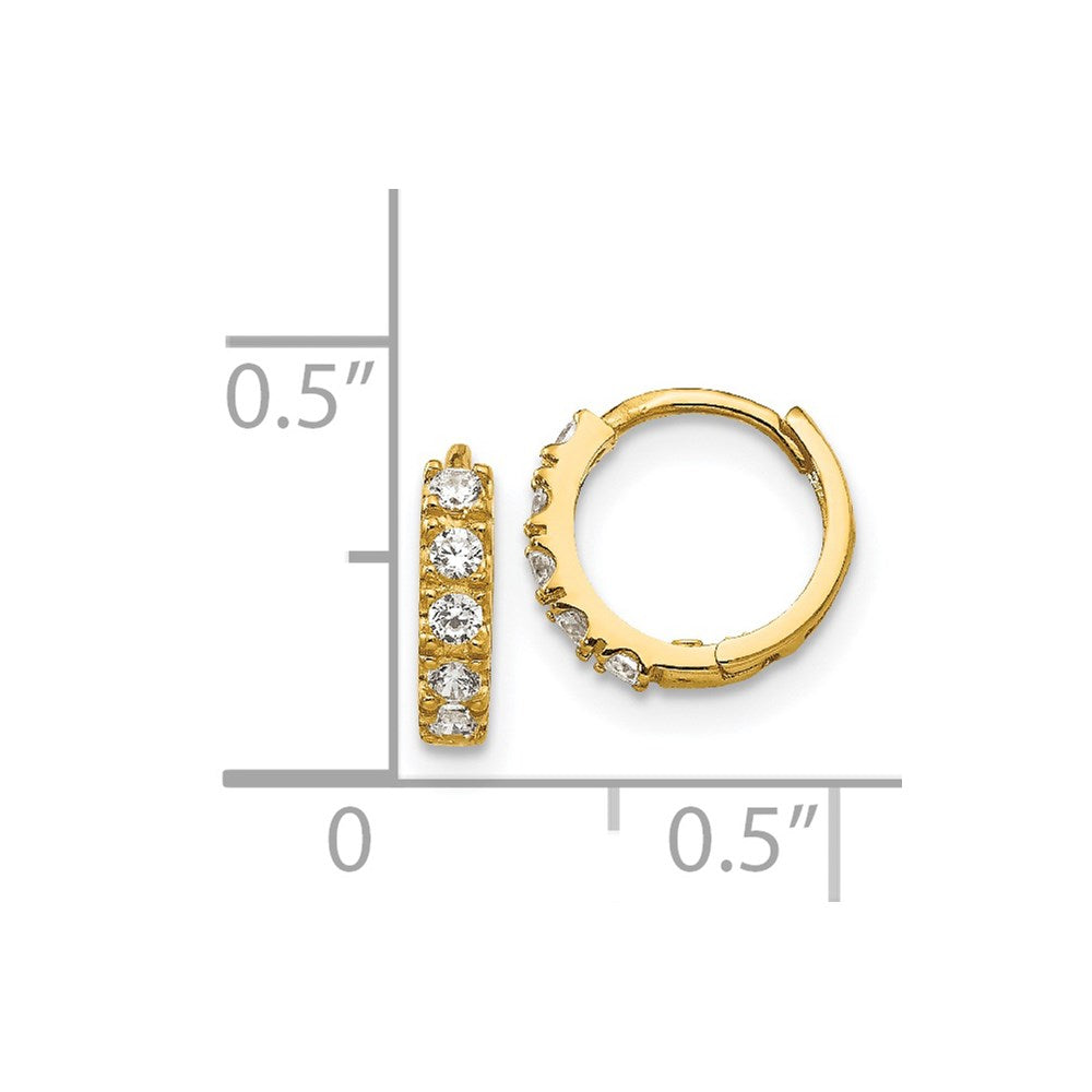 14k Madi K CZ Children's Hinged Hoop Earrings