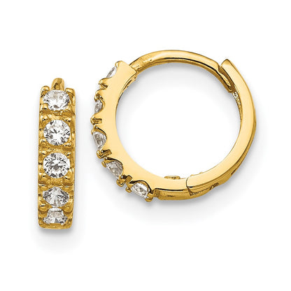 14k Madi K CZ Children's Hinged Hoop Earrings