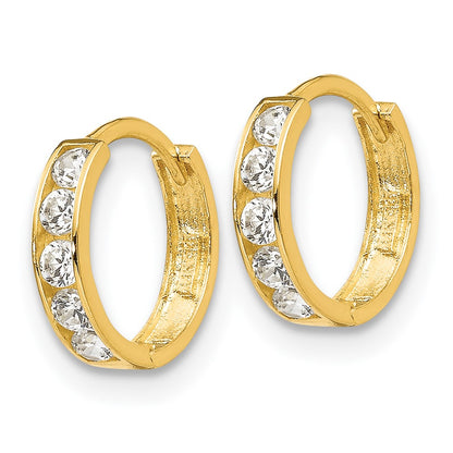 14k Madi K CZ Children's Hinged Hoop Earrings