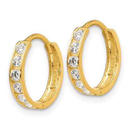 14k Madi K CZ Children's Hinged Hoop Earrings