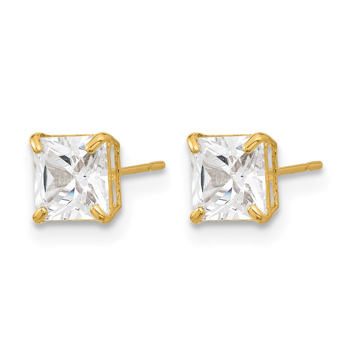 14k Madi K 5mm Square CZ Basket-Set Stud Earrings