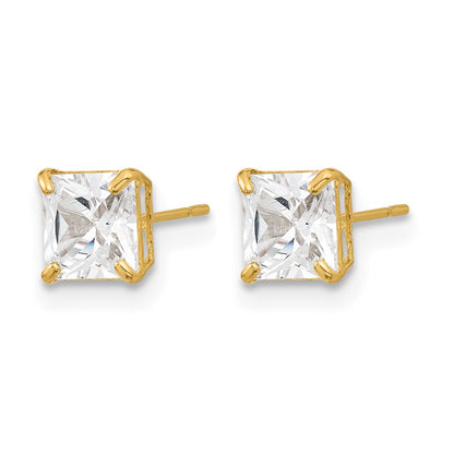 14k Madi K 5mm Square CZ Basket-Set Stud Earrings