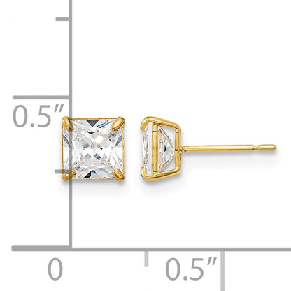 14k Madi K 5mm Square CZ Basket-Set Stud Earrings
