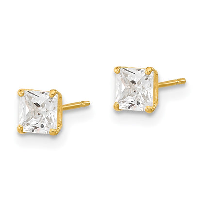 14k Madi K 4mm Square CZ Basket Set Stud Earrings