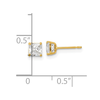 14k Madi K 4mm Square CZ Basket Set Stud Earrings