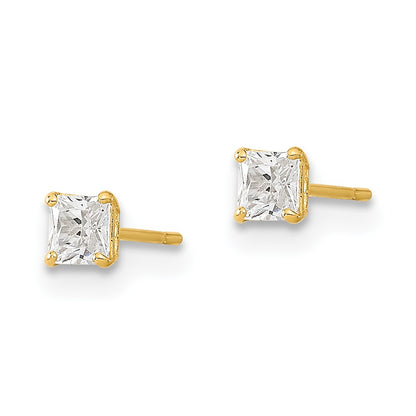 14k Madi K 3mm Square CZ Basket Set Stud Earrings