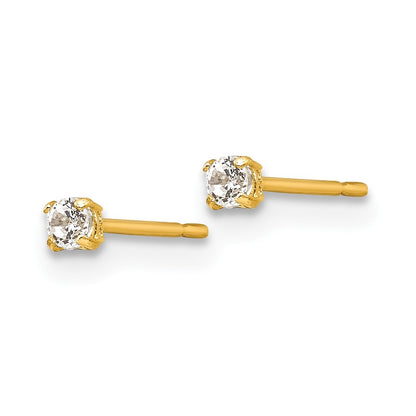 14k Madi K 2mm Round CZ Basket Set Stud Earrings