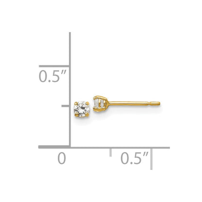 14k Madi K 2.5mm Round CZ Basket Set Stud Earrings