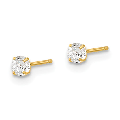 14k Madi K 3mm Round CZ Basket Set Stud Earrings