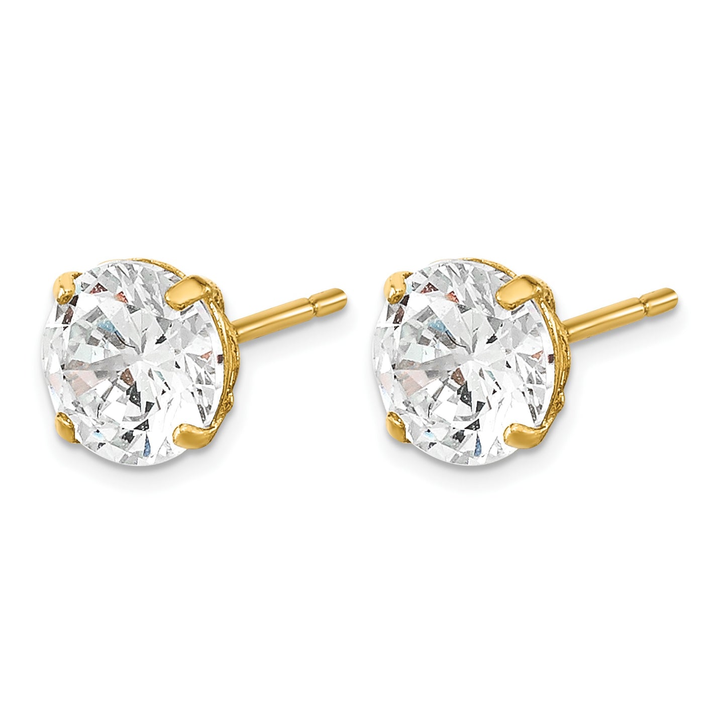 14k Madi K 5mm Round CZ Basket-Set Stud Earrings