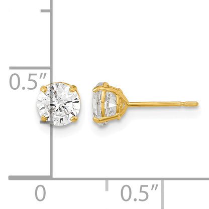 14k Madi K 5mm Round CZ Basket-Set Stud Earrings