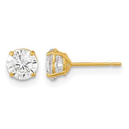 14k Madi K 5mm Round CZ Basket-Set Stud Earrings