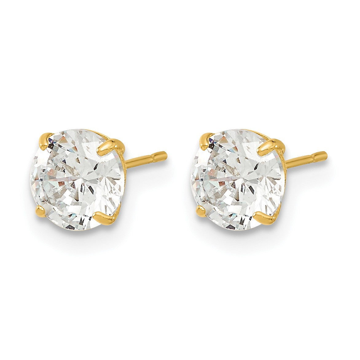 14k Madi K 6mm Round CZ Basket-Set Stud Earrings