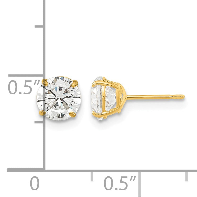 14k Madi K 6mm Round CZ Basket-Set Stud Earrings