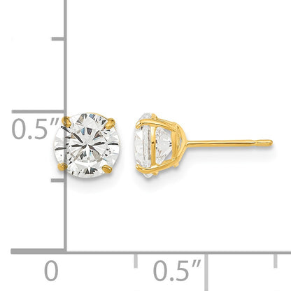 14k Madi K 6mm Round CZ Basket-Set Stud Earrings