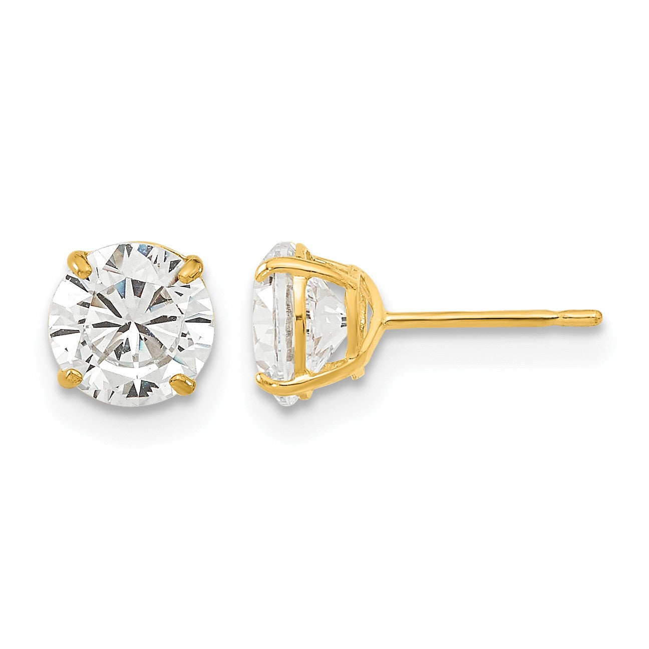 14k Madi K 6mm Round CZ Basket-Set Stud Earrings