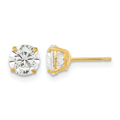 14k Madi K 6mm Round CZ Basket-Set Stud Earrings