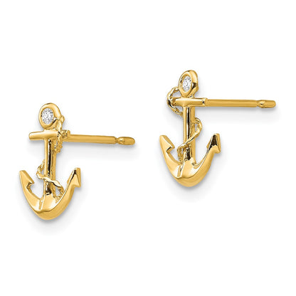 14k Madi K CZ Children's Anchor Post Earrings