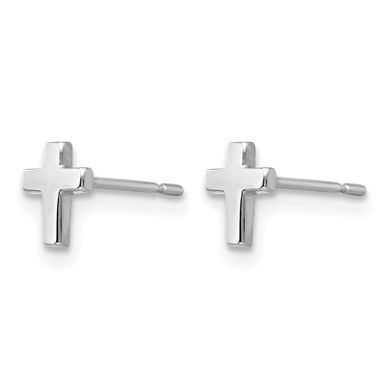 14k White Gold Madi K Tiny Cross Childrens Post Earrings