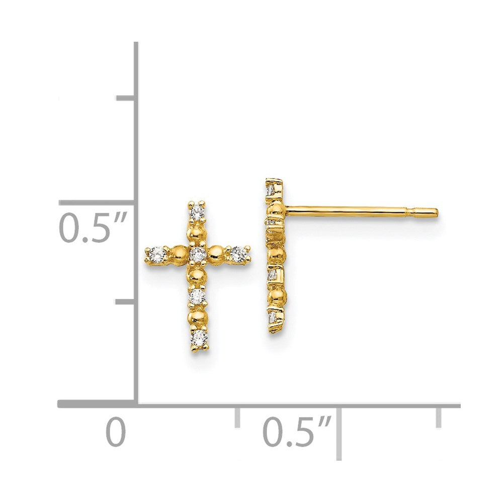 14k Madi K CZ Children's Cross Post Earrings