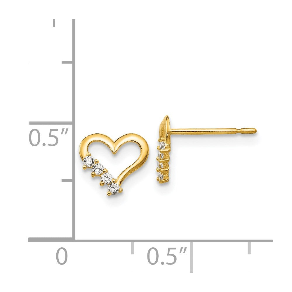 14k Madi K CZ Children's Heart Post Earrings