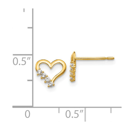 14k Madi K CZ Children's Heart Post Earrings