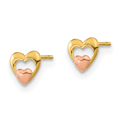 14k Yellow and Rose Gold Madi K 5.00mm Heart Childrens Post Earrings