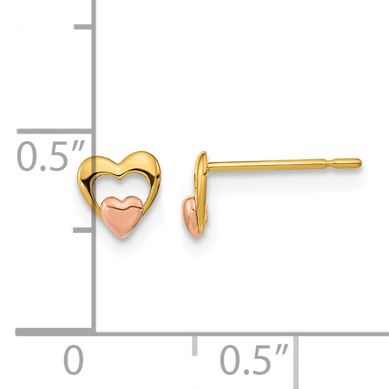 14k Yellow and Rose Gold Madi K 5.00mm Heart Childrens Post Earrings