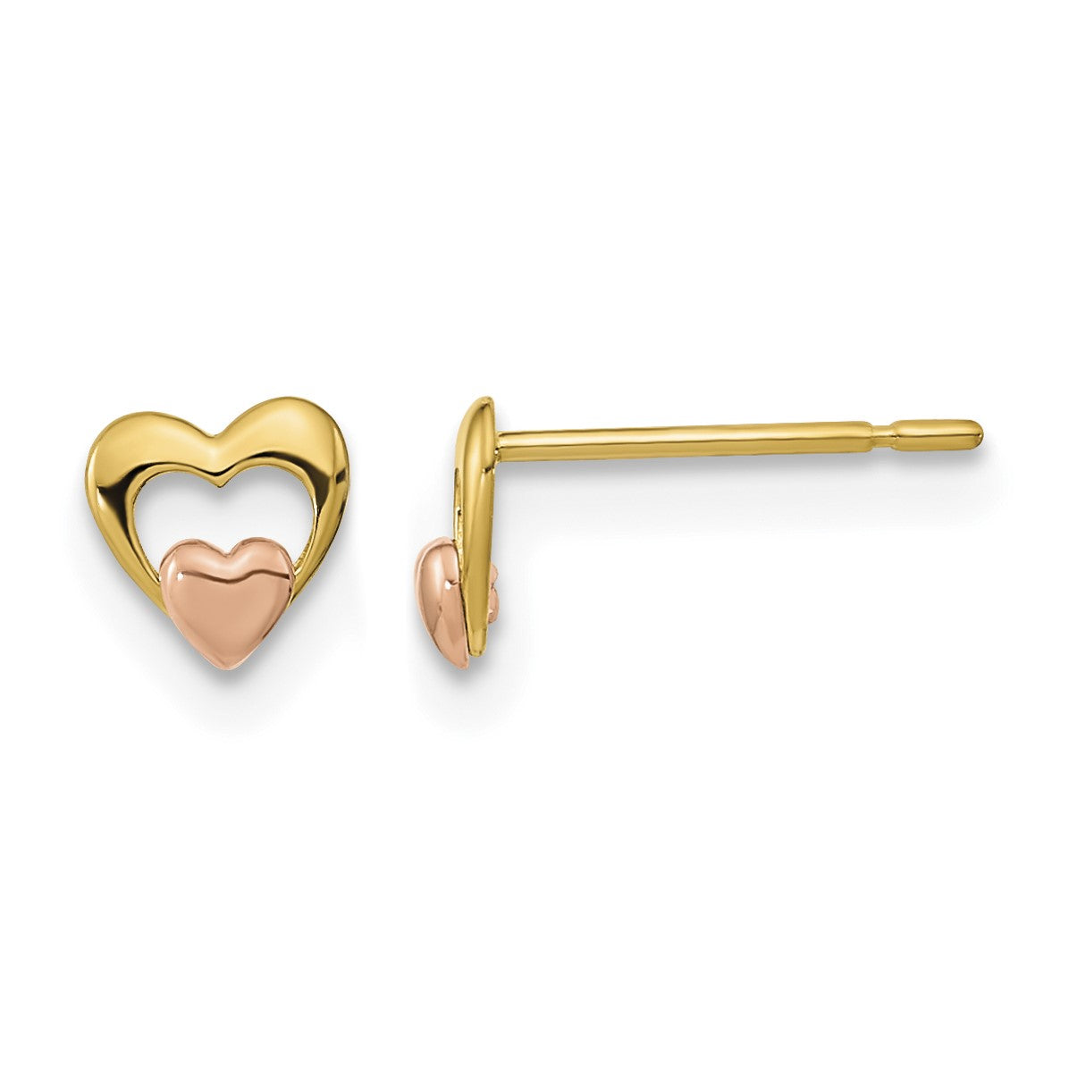 14k Yellow and Rose Gold Madi K 5.00mm Heart Childrens Post Earrings