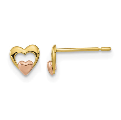 14k Yellow and Rose Gold Madi K 5.00mm Heart Childrens Post Earrings