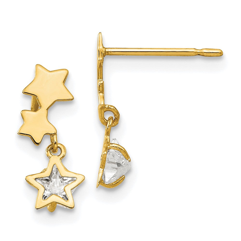 14k Madi K CZ Children's Star Dangle Post Earrings