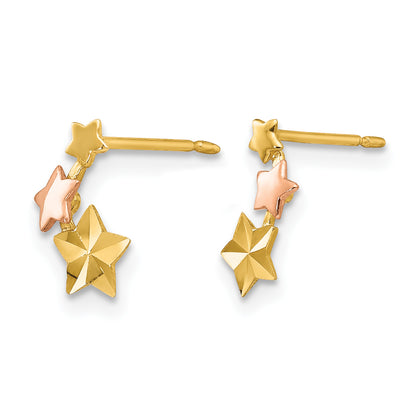 14k Yellow & Rose Gold Madi K Diamond-Cut Children's Star Post Earrings