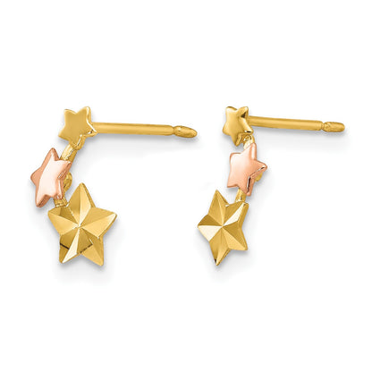 14k Yellow and Rose Gold Madi K Diamond-cut Star Childrens Post Earrings