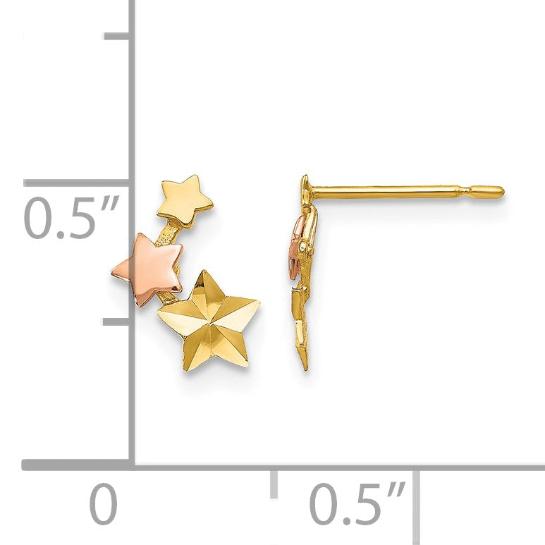 14k Yellow and Rose Gold Madi K Diamond-cut Star Childrens Post Earrings