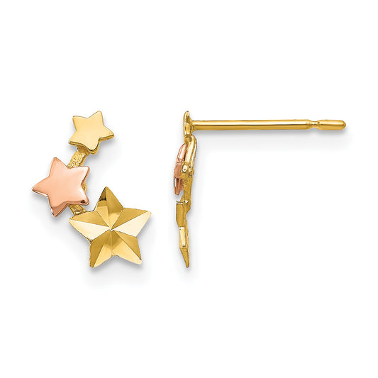14k Yellow & Rose Gold Madi K Diamond-Cut Children's Star Post Earrings