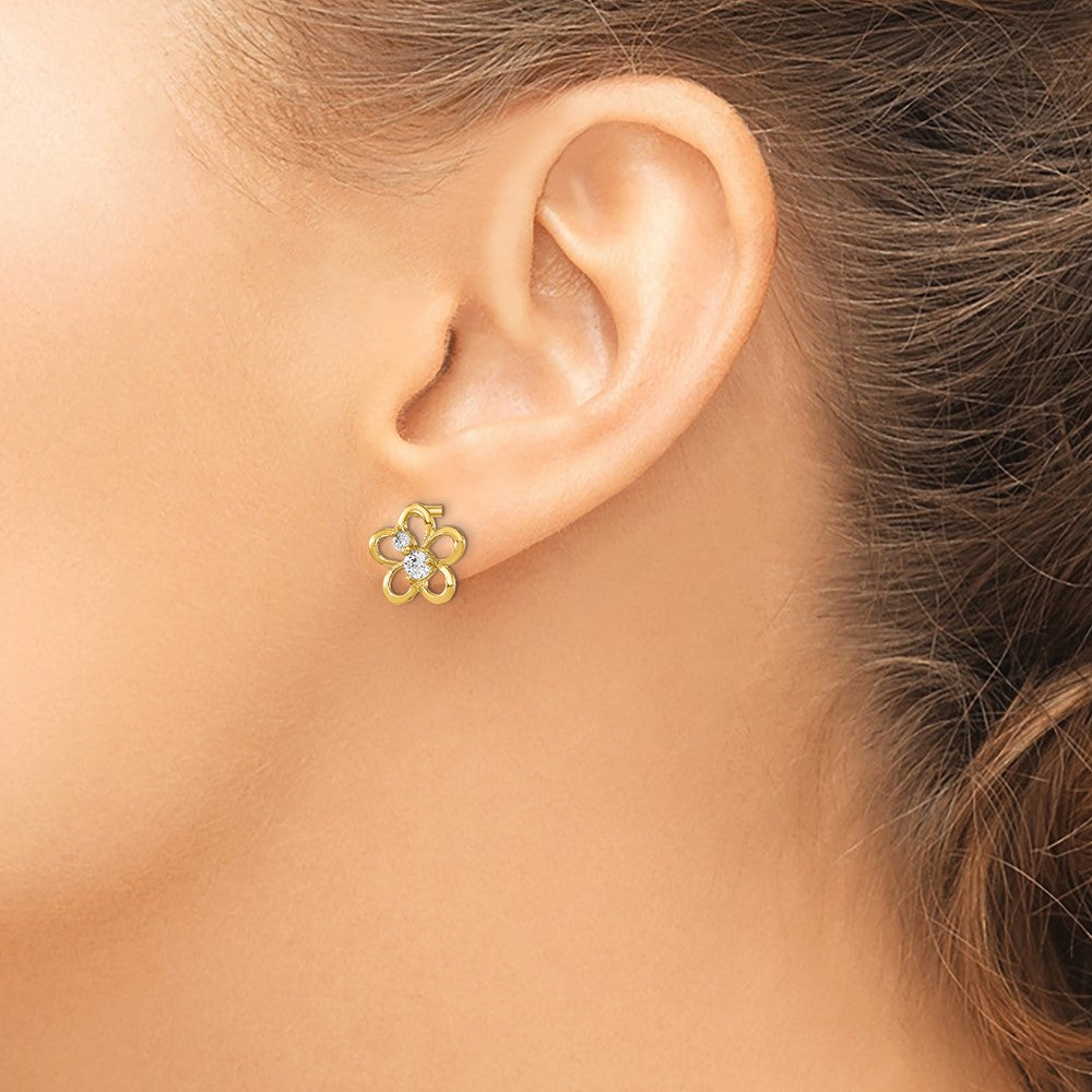 14k Madi K CZ Children's Flower Post Earrings